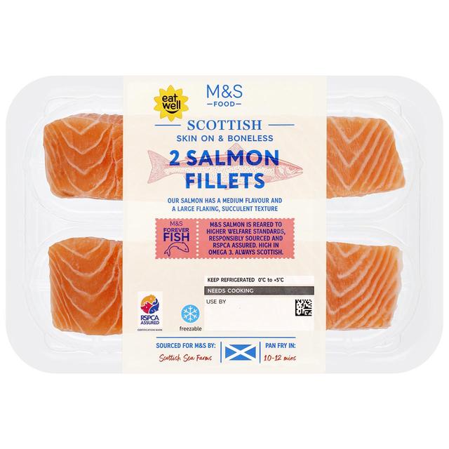 M&S Scottish 2 Salmon Fillets Skin On 240g