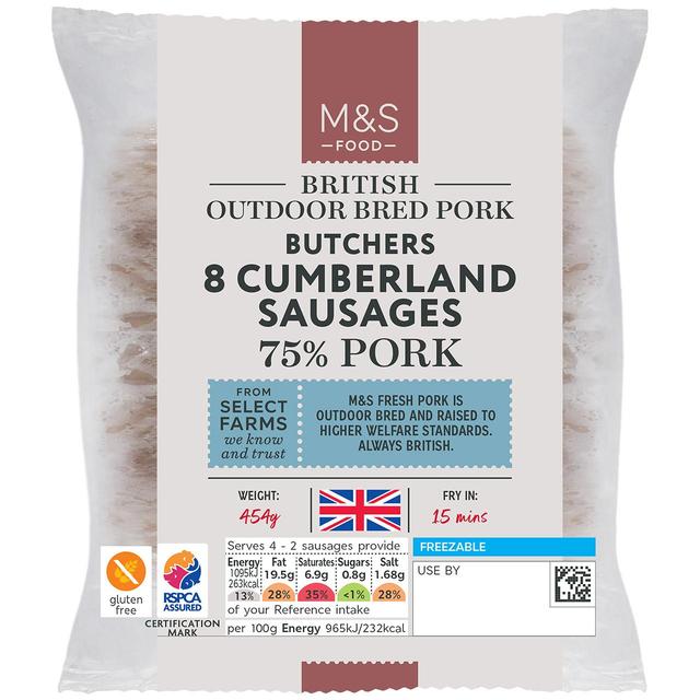 M&S 8 Cumberland Pork Sausages 454g