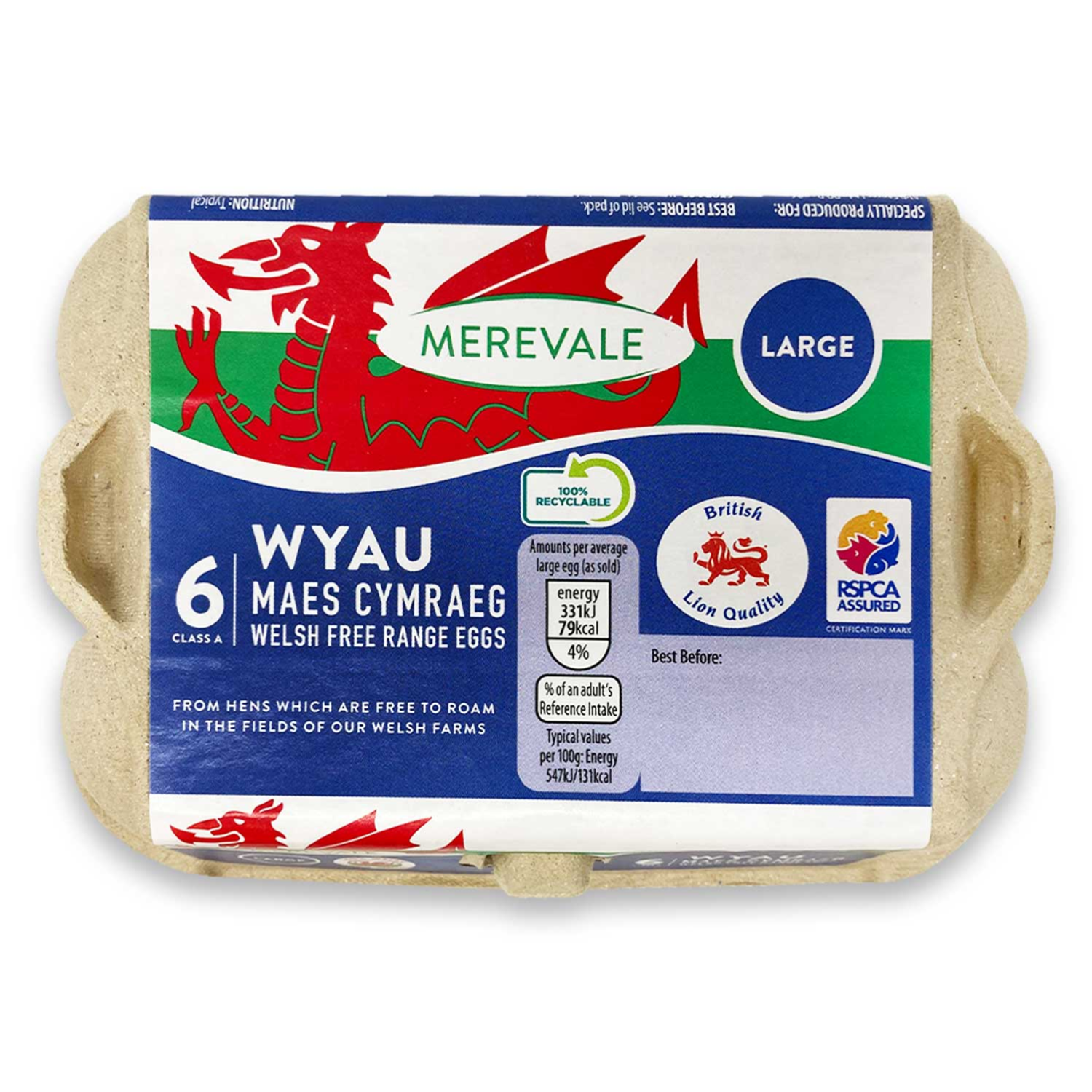 Merevale Large Welsh Free Range Eggs 6 Pack