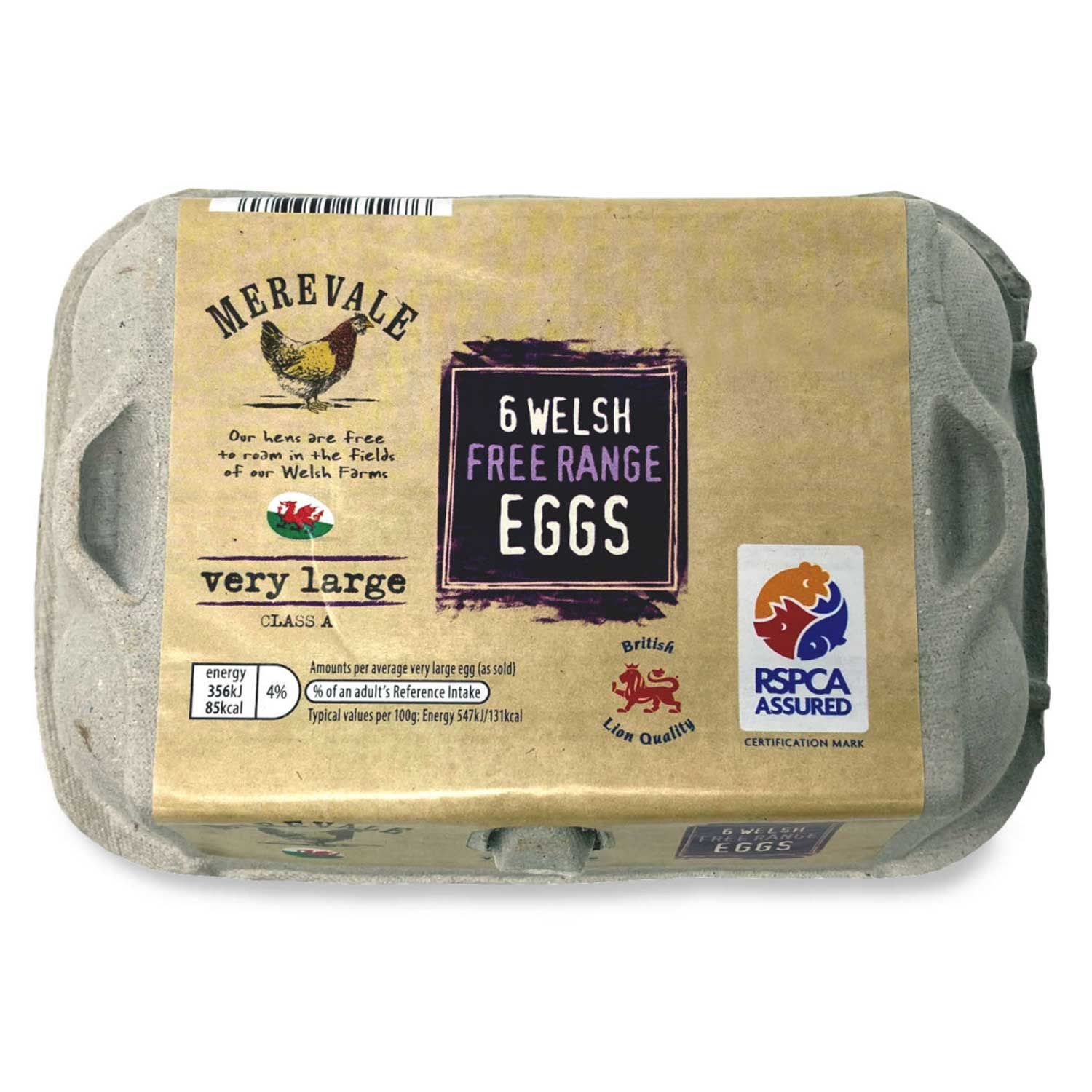 Merevale Very Large Welsh Free Range Eggs 6 Pack