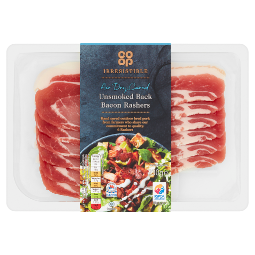 Co-op Irresistible Air Dry Cured 6 Unsmoked Back Bacon Rashers