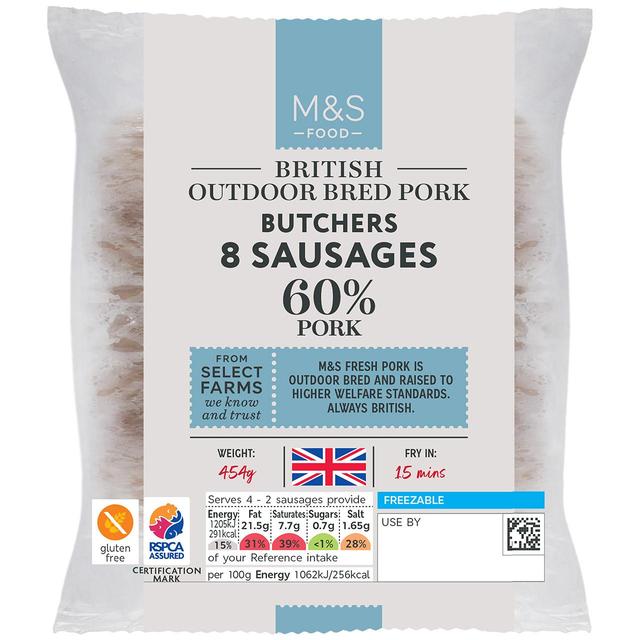 M&S 8 Pork Sausages 454g