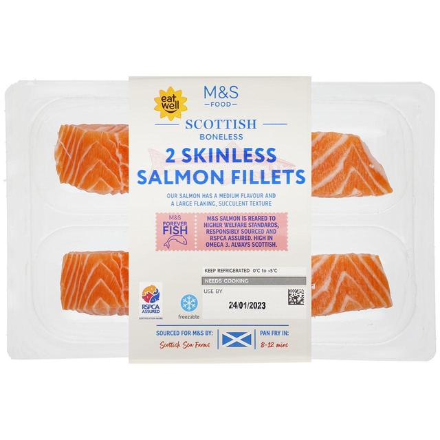 M&S 2 Skinless & Boneless Salmon Fillets 240g