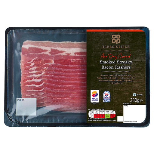 Co-op Irresistible 12 Air Dry Cured Smoked Streaky Bacon Rashers