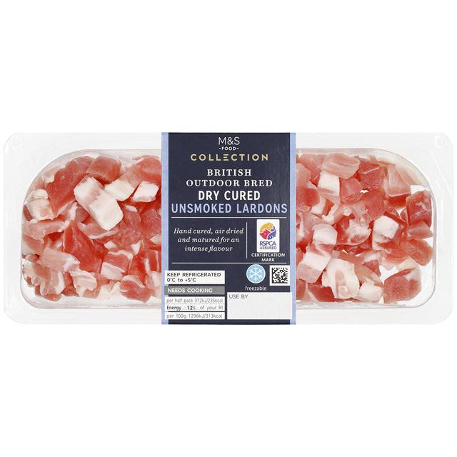 M&S Outdoor Bred Dry Cured Unsmoked Bacon Lardons 150g