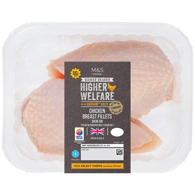 M&S Oakham Gold Skin On Chicken Breast Fillets 300g