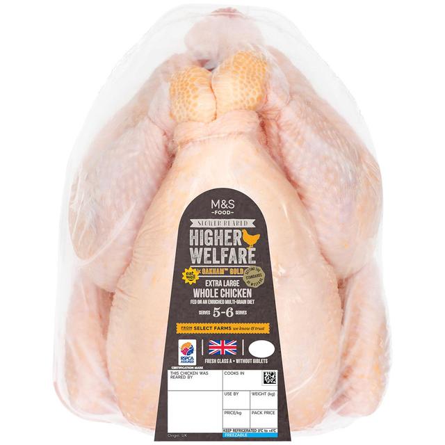 M&S Oakham Gold Extra Large Whole Chicken Typically 2.2kg