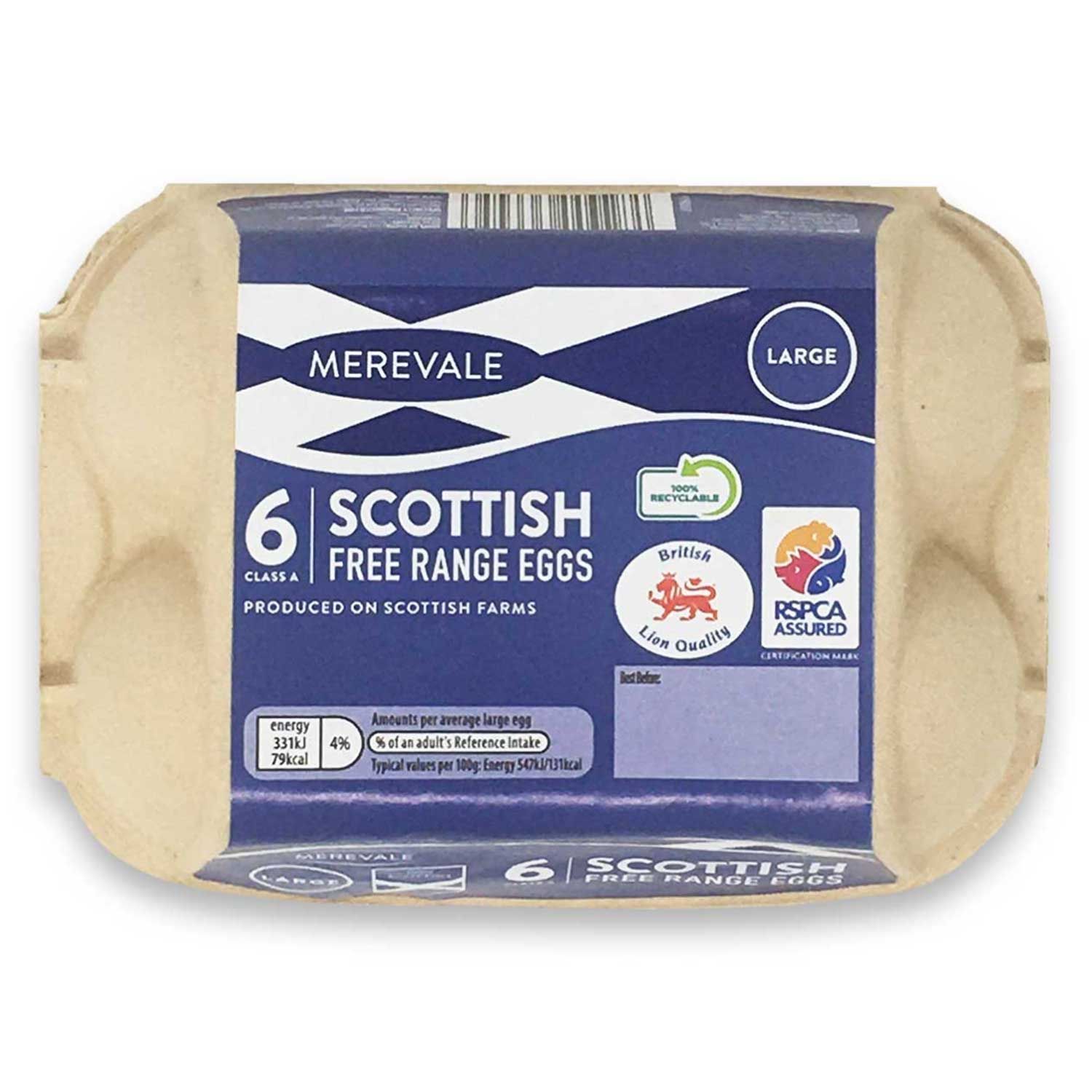 Merevale Large Scottish Free Range Eggs 6 Pack