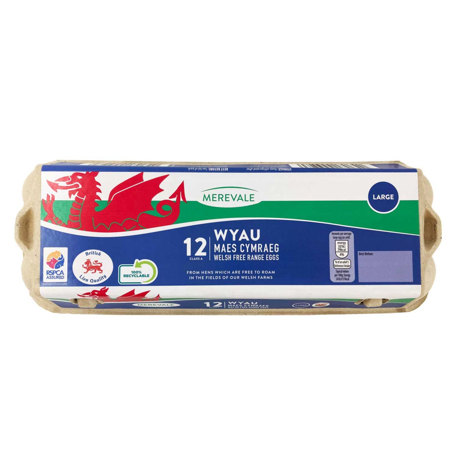 Merevale Large Welsh Free Range Eggs 12 Pack