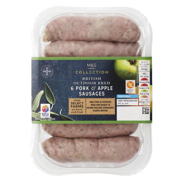 M&S Select Farms 6 Pork & Apple Bramley Sausages 400g