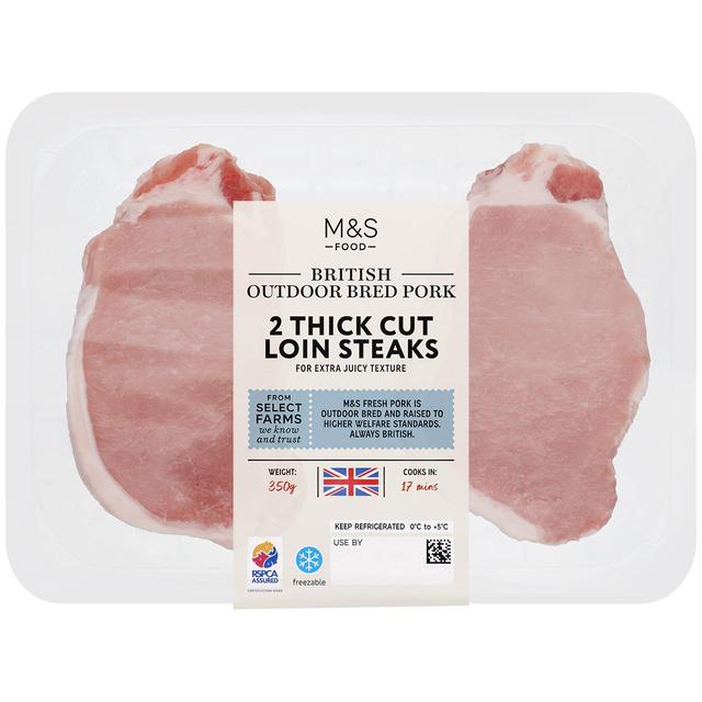 M&S British Outdoor Bred 2 Thick cut Pork Loin Steaks 350g