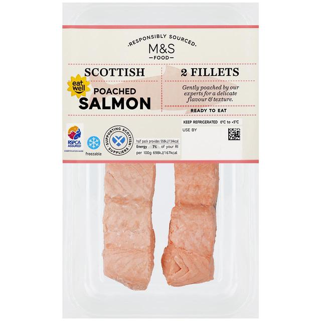 M&S 2 Scottish Poached Salmon Fillets 160g